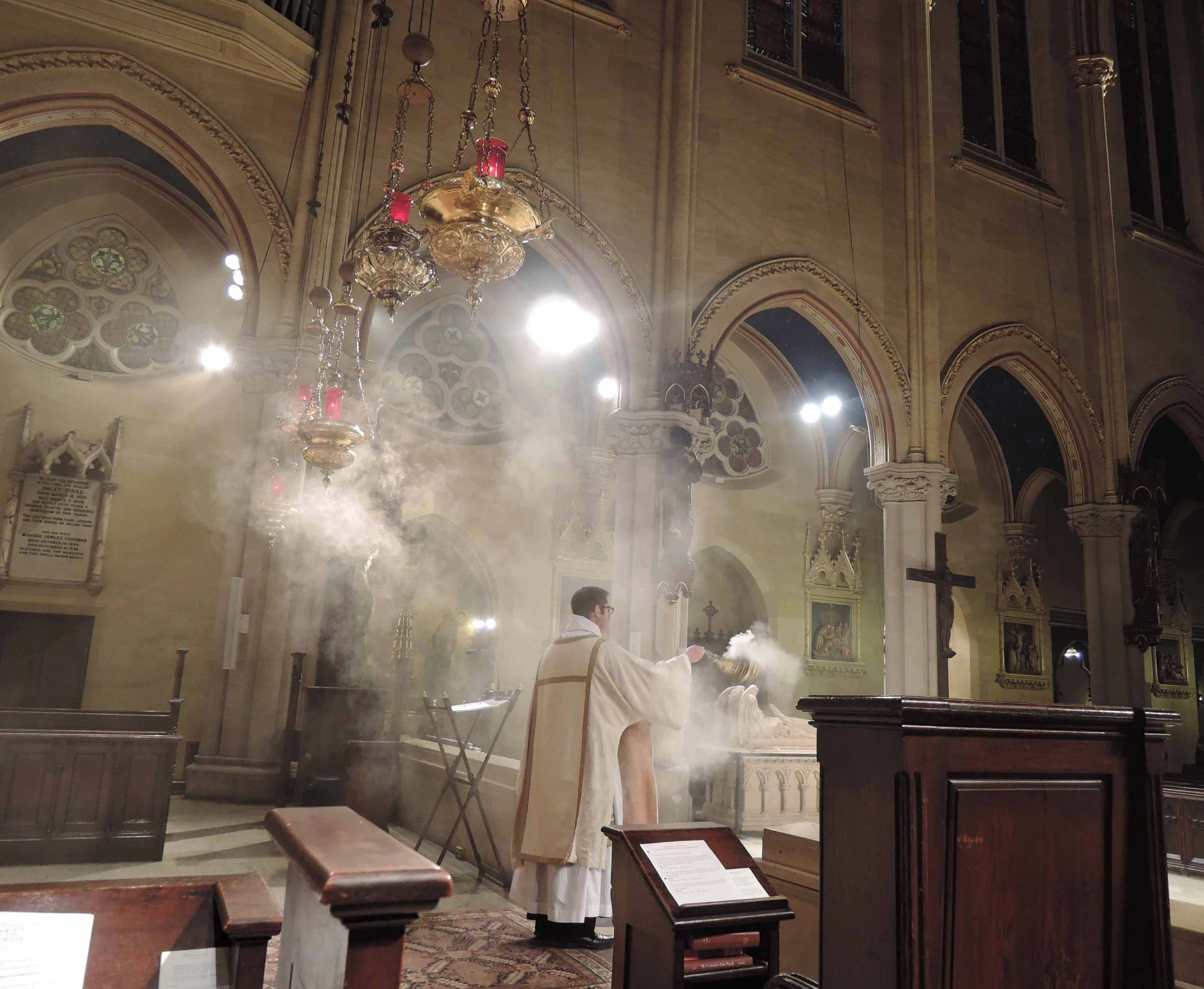 Deacon Matt Jacobson censes the congregation.