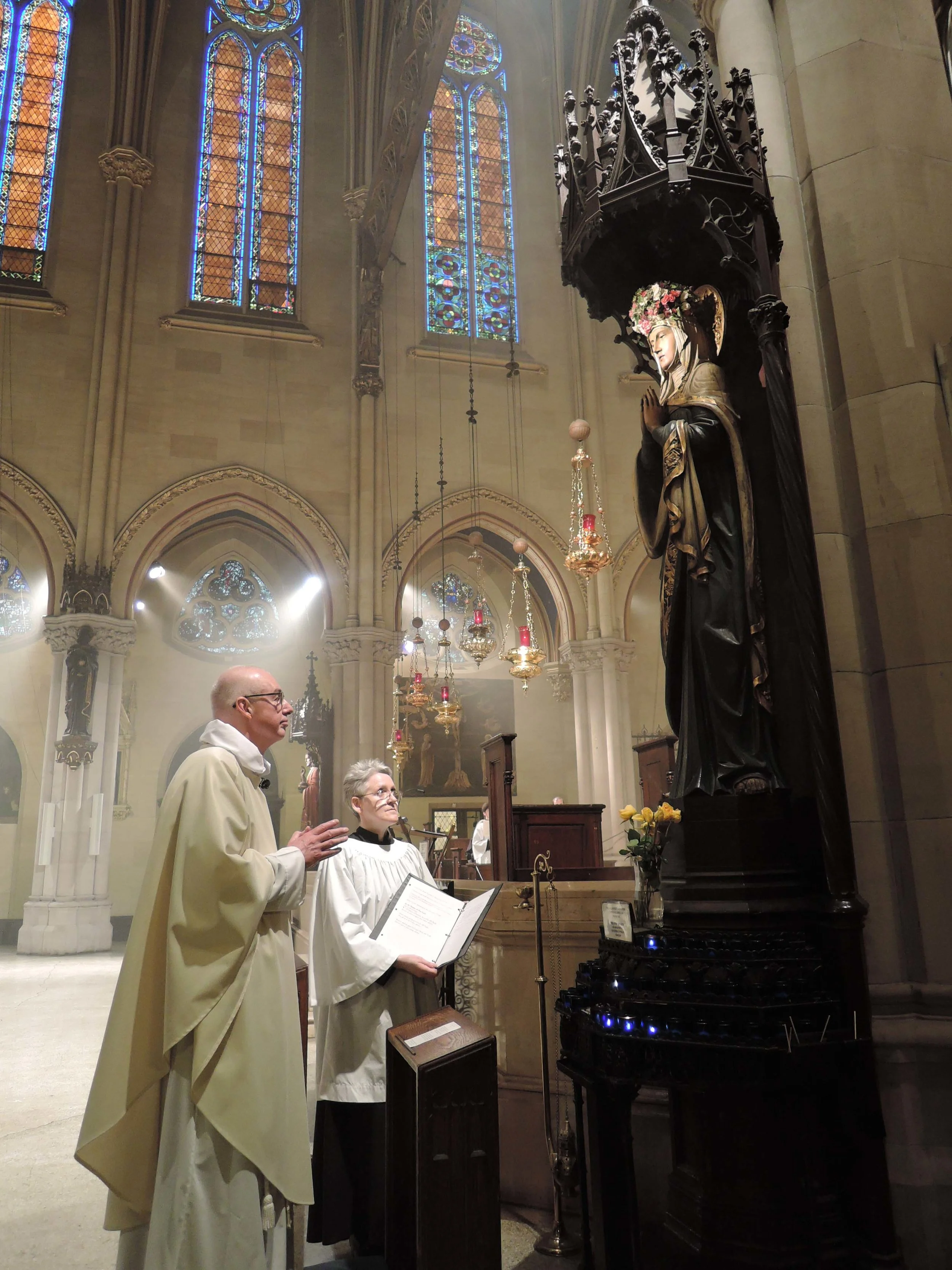 The Rector led the prayers at the Shrine of Our Lady.