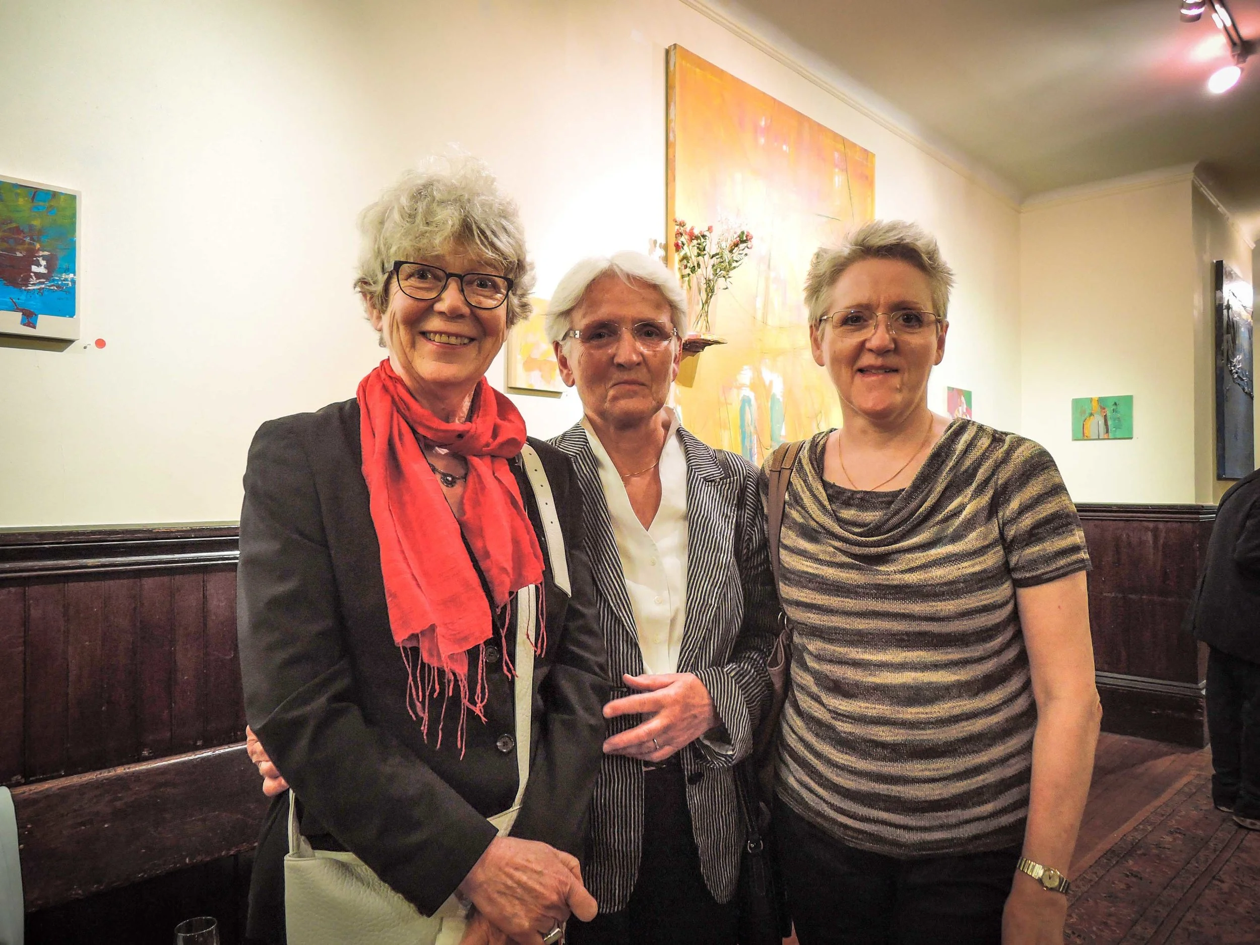 Lut Verhaeghe (L.) and Marie Rosseels's sister Bertha (center) visited Marie Rosseels (R.) from Belgium this week.