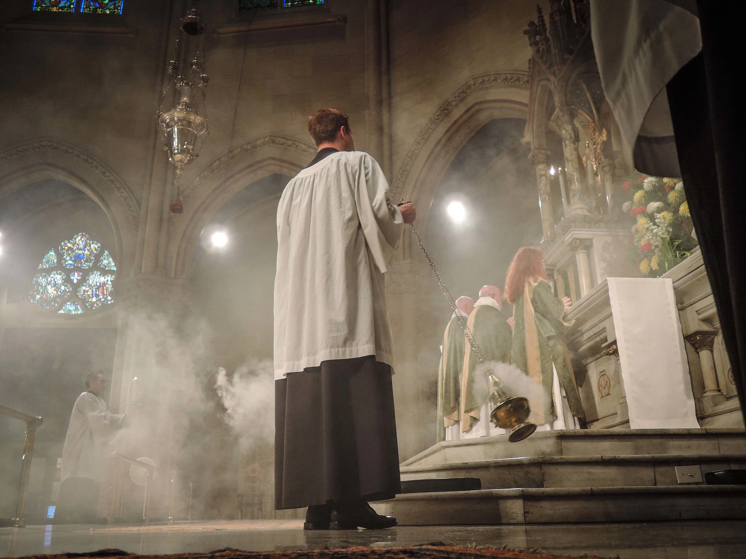 At the singing of Sanctus et Benedictus.