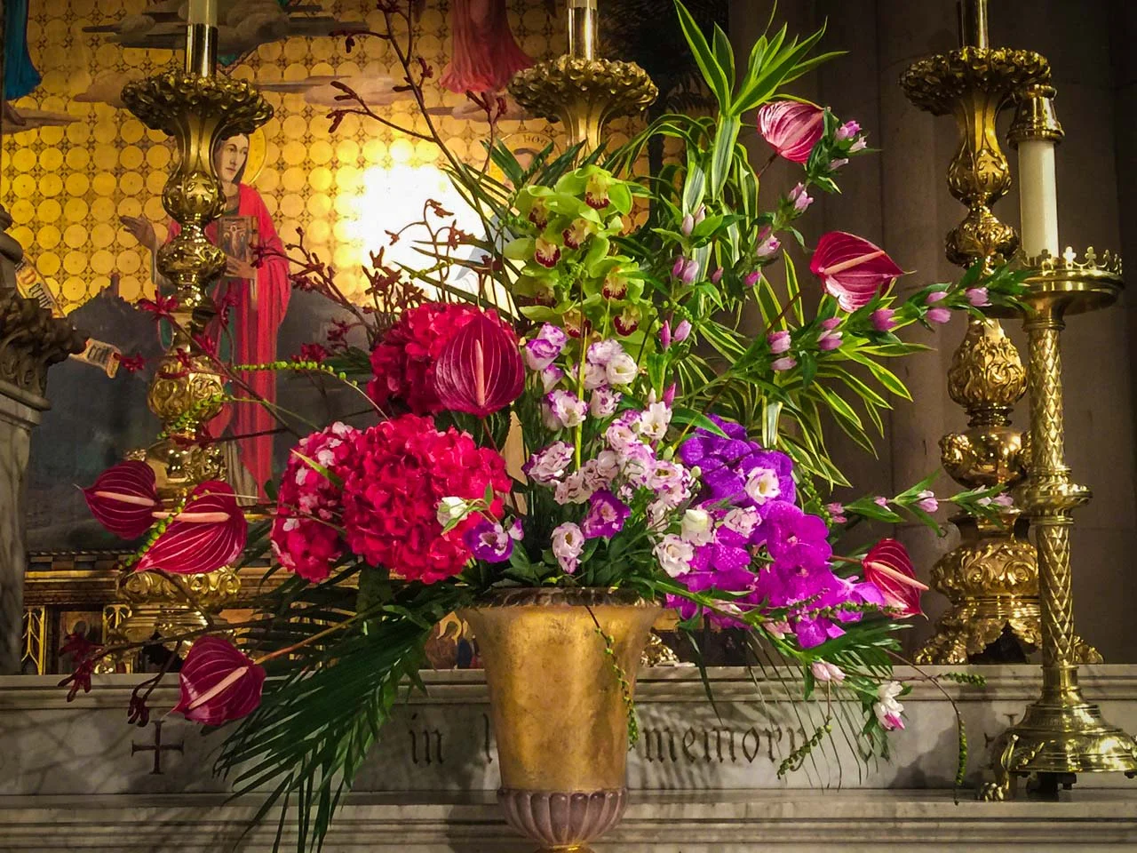 Flowers on the High Altar on the Feast of the Transfiguration, Sunday, August 6