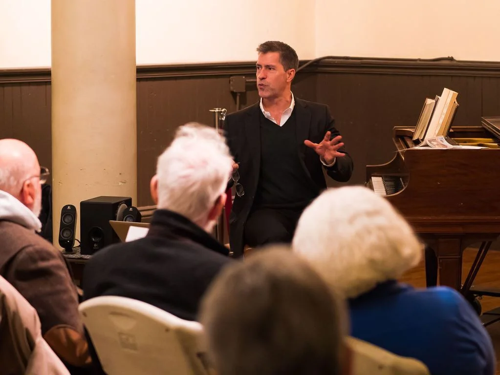 Dr. Mark Risinger led the Adult Forum on Bach's "Passion of St. Matthew" and "Passion of St. John." Photo by Ricardo Gomez