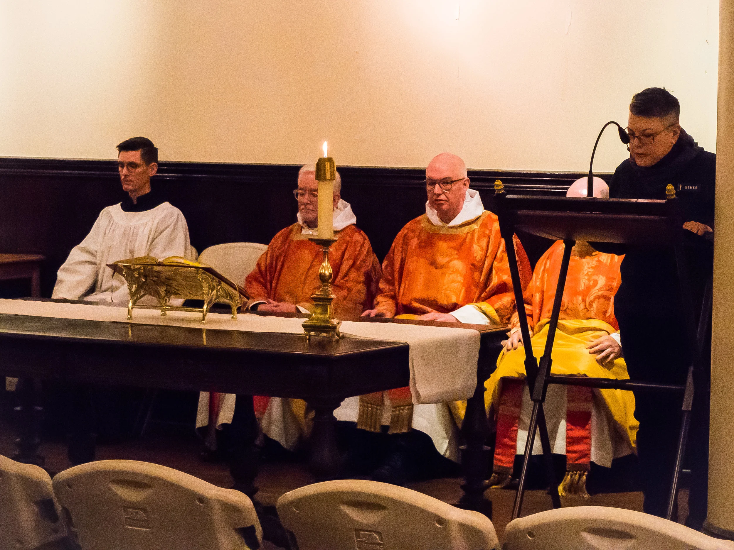 Mary Robison was lector and Brendon Hunter was server for the Mass on Sunday. Photo by Ricardo Gomez