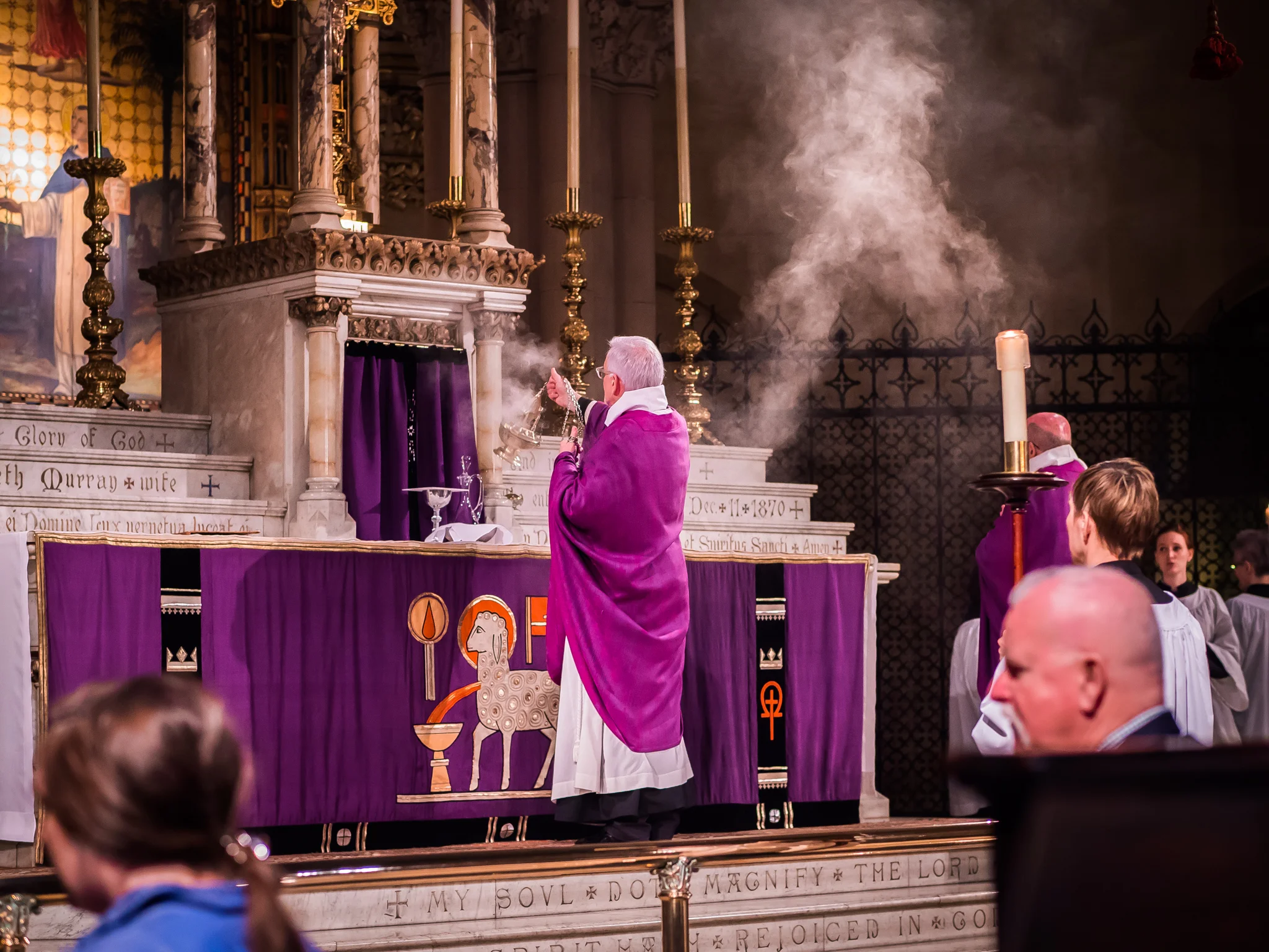 After the bread and wine are prepared, incense is offered to honor the offering and the altar. Photo by Ricardo Gomez
