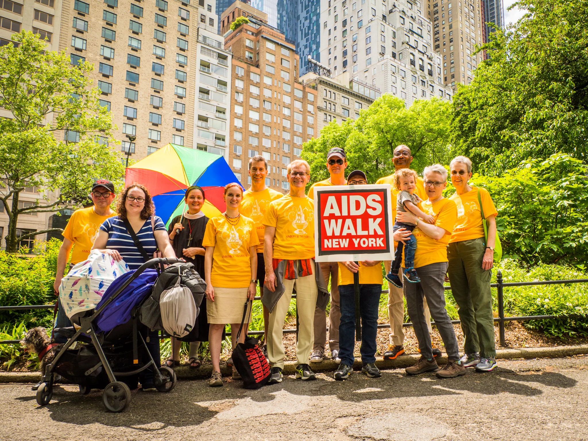 The Saint Mary's AIDS Walk Team stops for a brief rest and a photo op in Central Park on Sunday afternoon. (Click on any photo to enlarge.) Photo by Ricardo Gomez