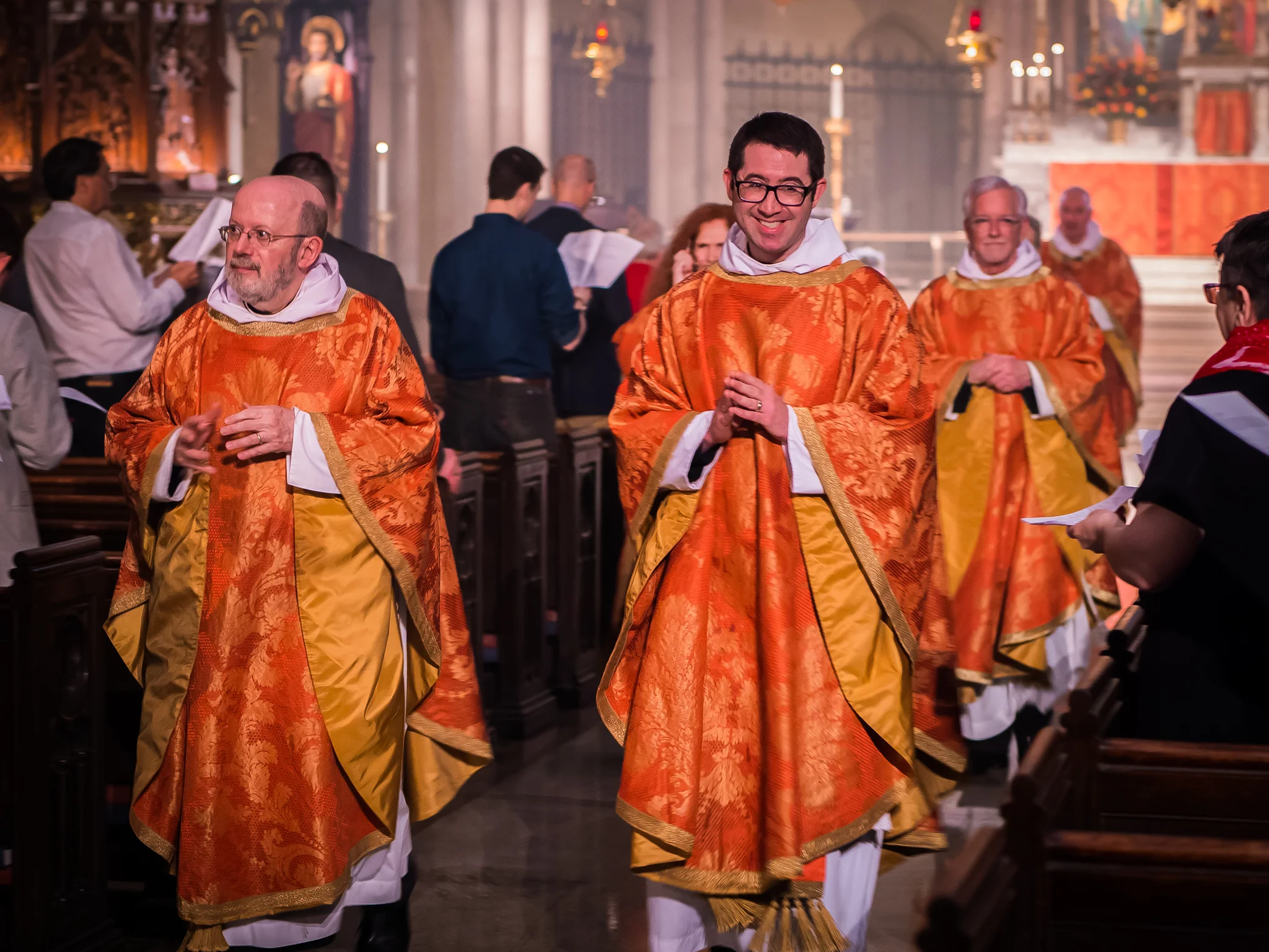 The clergy process to the Narthex at the end of Solemn Mass on Sunday. Photo by Ricardo Gomez