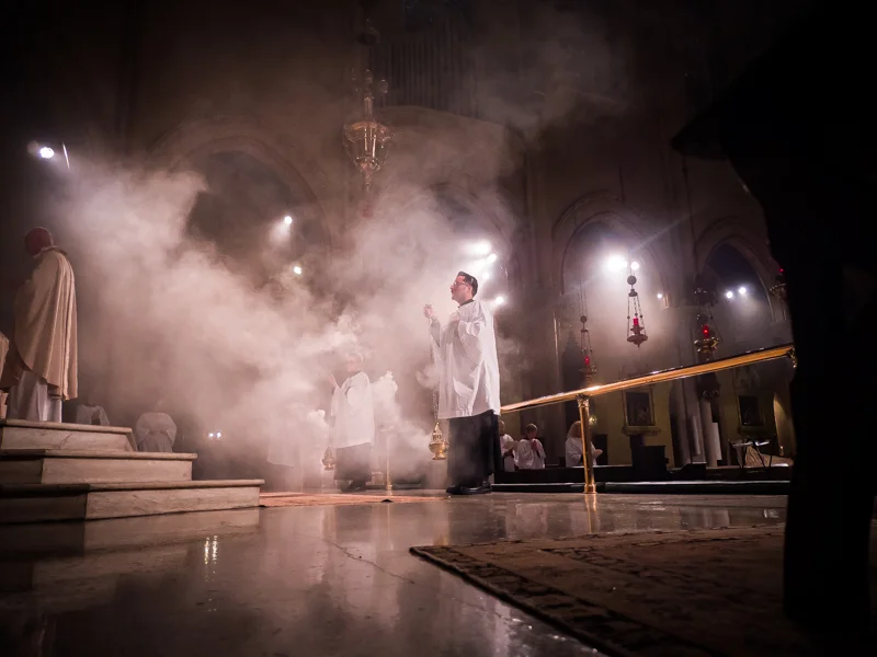 Incense is offered as Te Deum laudamus is sung on Trinity Sunday. Photo by Ricardo Gomez