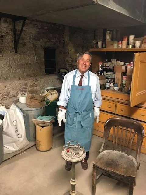Kenny Isler at work in the basement incense room. Photo by S. Gerth