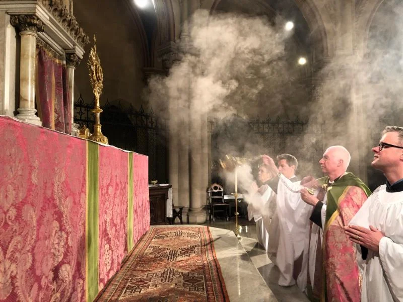 Incense being offered during Eucharistic Adoration at Solemn Evensong & Benediction. Photo by Brendon Hunter
