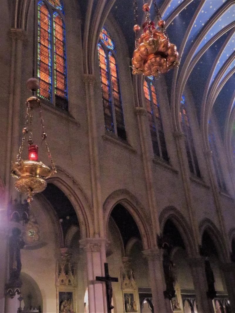 Although surrounded by tall buildings, some sunlight shines into the church for short periods during the day. Photo by Damien Joseph SSF