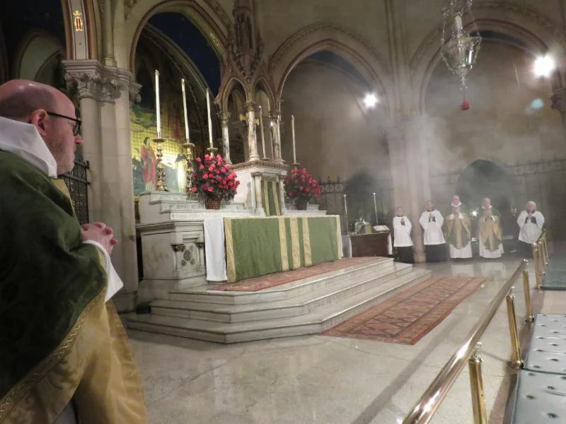Incense lingers in the chancel as the choir finishes the opening song of praise. Photo by Damien Joseph SSF