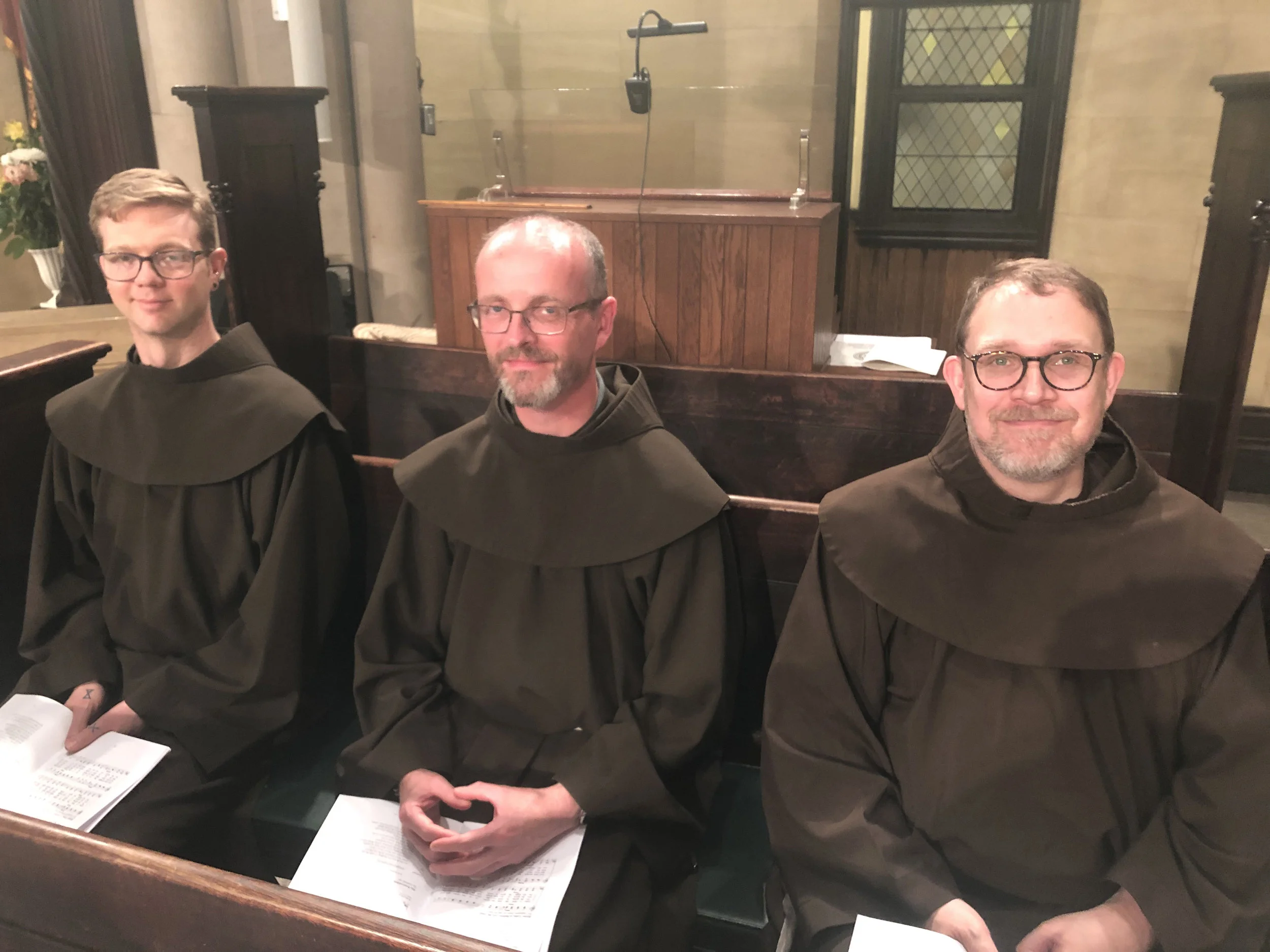 Br. Desmond Alban SSF (C), minister provincial, Province of the Americas, visited Saint Mary's and the resident friars Saturday, May 4, to Tuesday, May 7. Photo: Brendon Hunter
