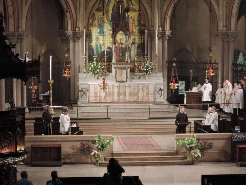 The Fourth Sunday of Easter, May 12, 2019. Br Thomas SSF leads the Prayers of the People. Photo: Clark Mitchell