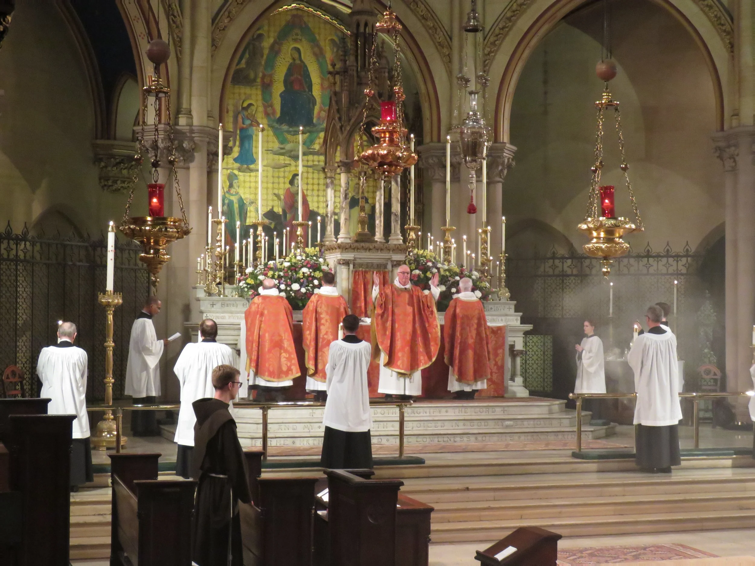 The Great Thanksgiving begins, Solemn Mass, Ascension Day, May 30, 2019. Forty candles were on the high altar for the Solemn Mass. Photo: Damien Joseph SSF