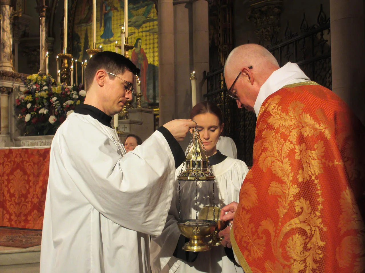 Incense is prepared for the proclamation of the Gospel. Photo: MaryJane Boland