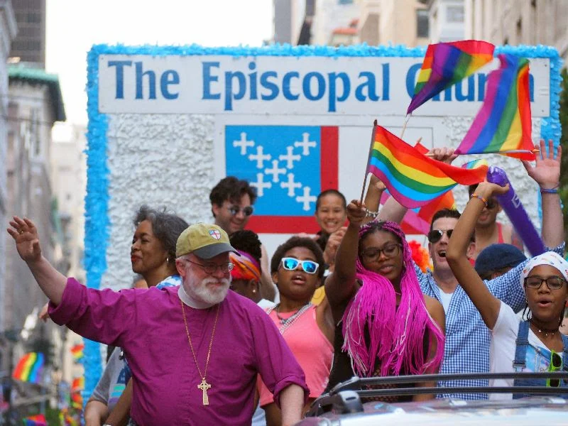 Bishop Andrew Dietsche and fellow Episcopalians at Gay Pride March 2017 Photo: Kara Flannery and Tim Martin