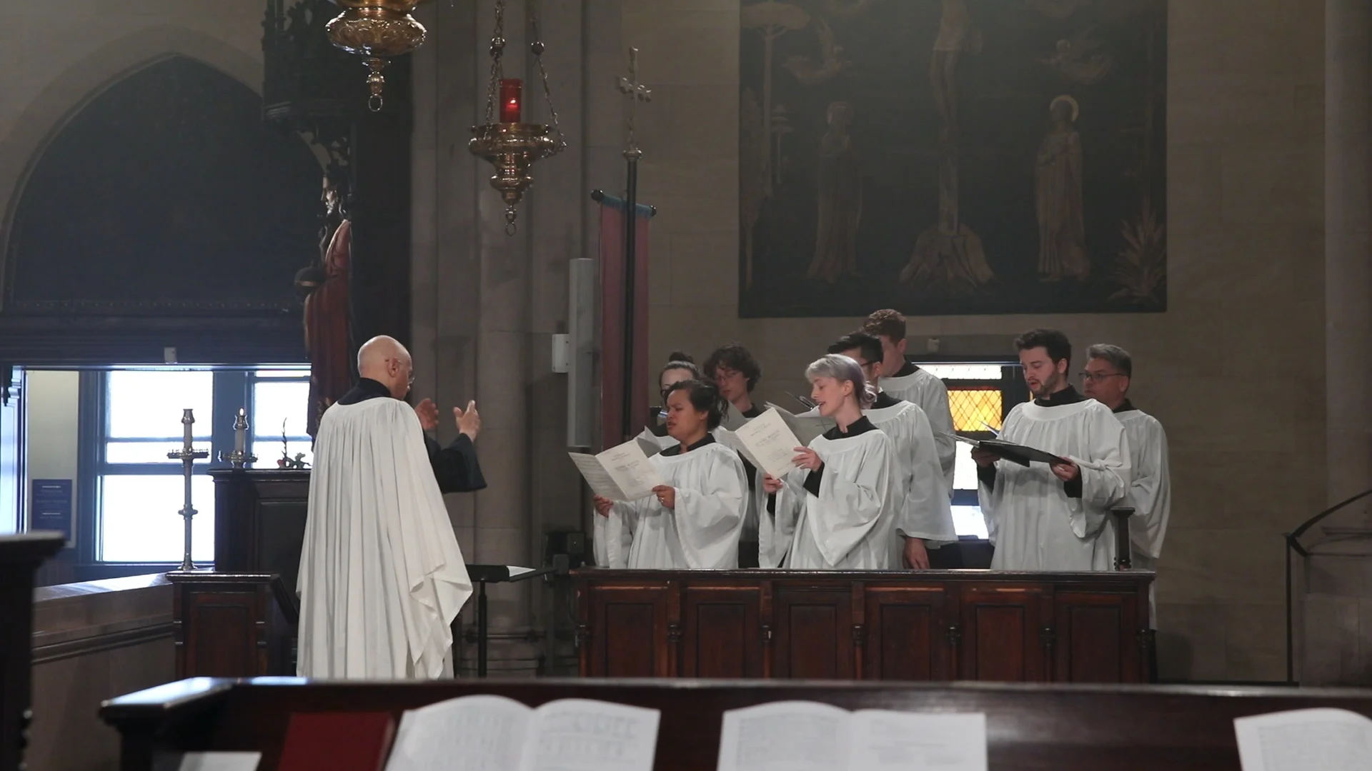 During Benediction, the choir sang a setting of Tantum ergo by Maurice Duruflé (1902-1986). Photo: Pamela Pasco