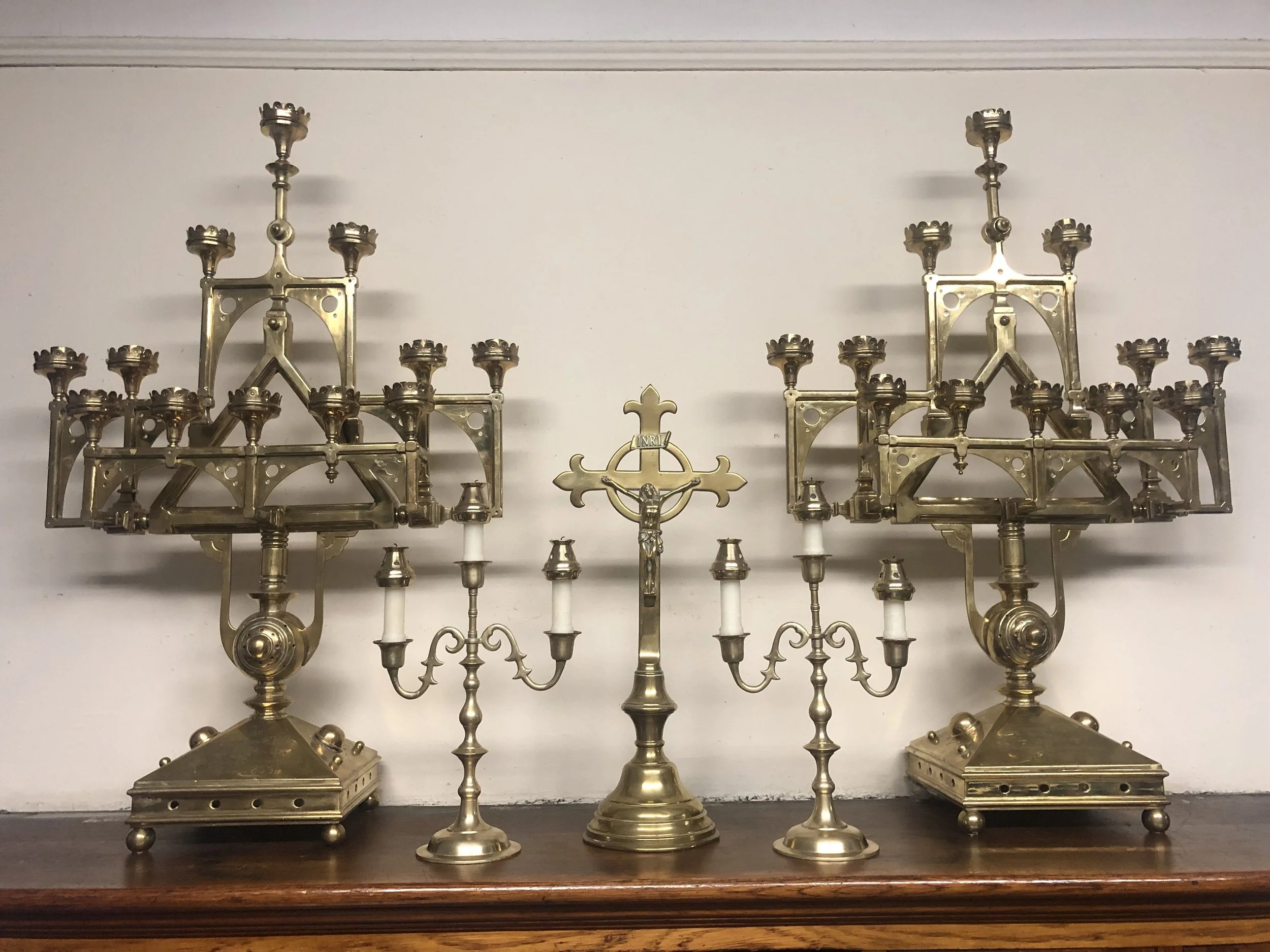 Crucifix and candelabra, stored in the Sacristy Photo: Brendon Hunter