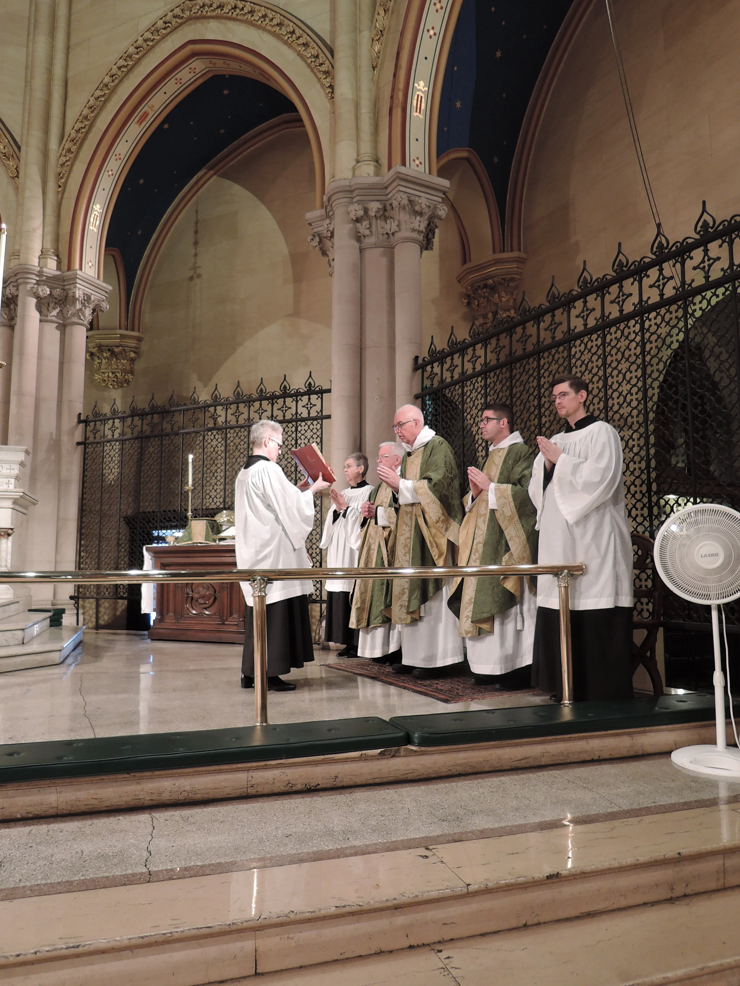 The concluding collect of the prayers of the people has just been prayed by the celebrant. Photo: Grace Mudd