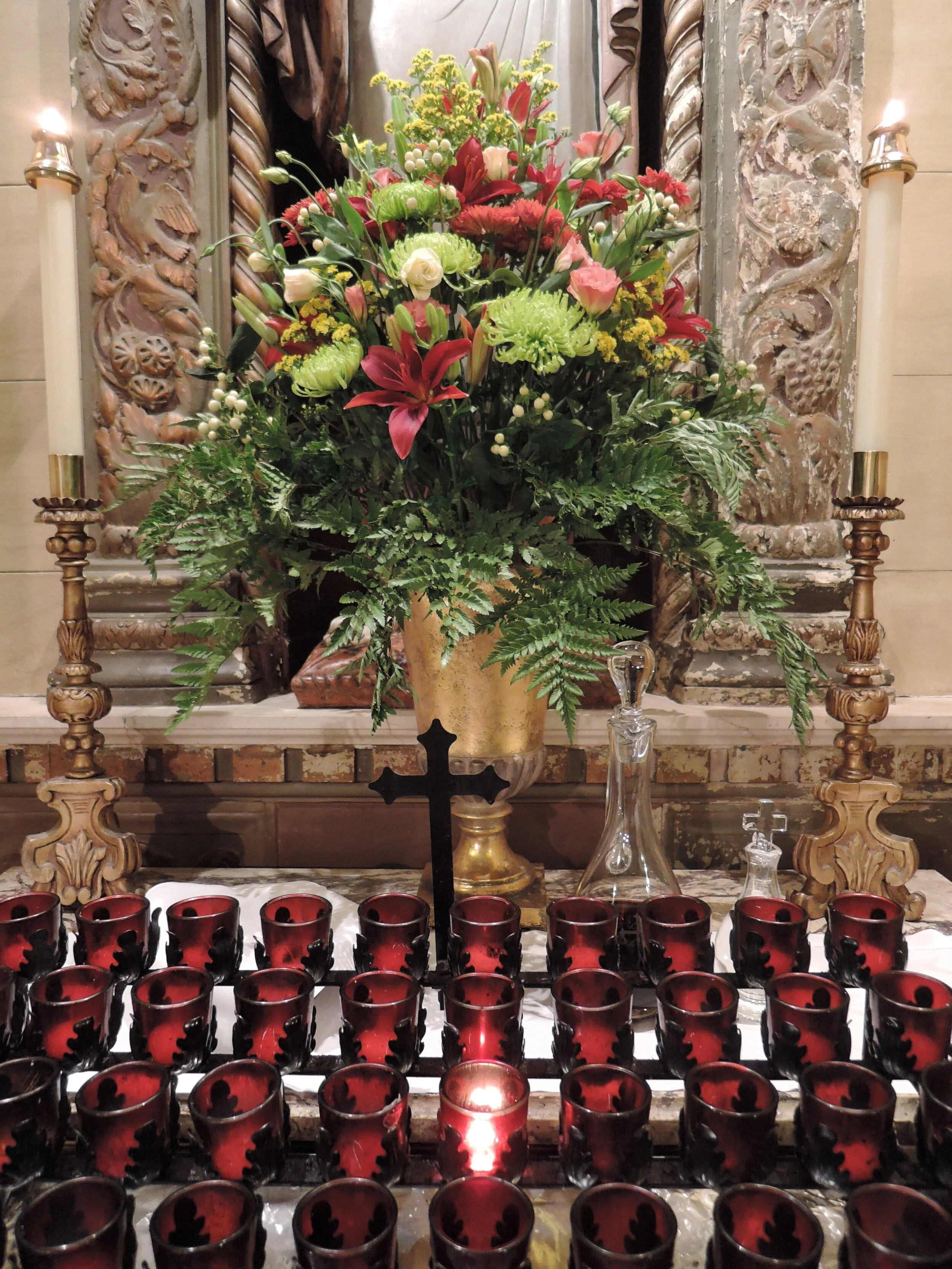 The Shrine of the Sacred Heart. The bread, wine, and water for the Eucharist is placed here before the beginning of Solemn Mass. Photo: Grace Mudd
