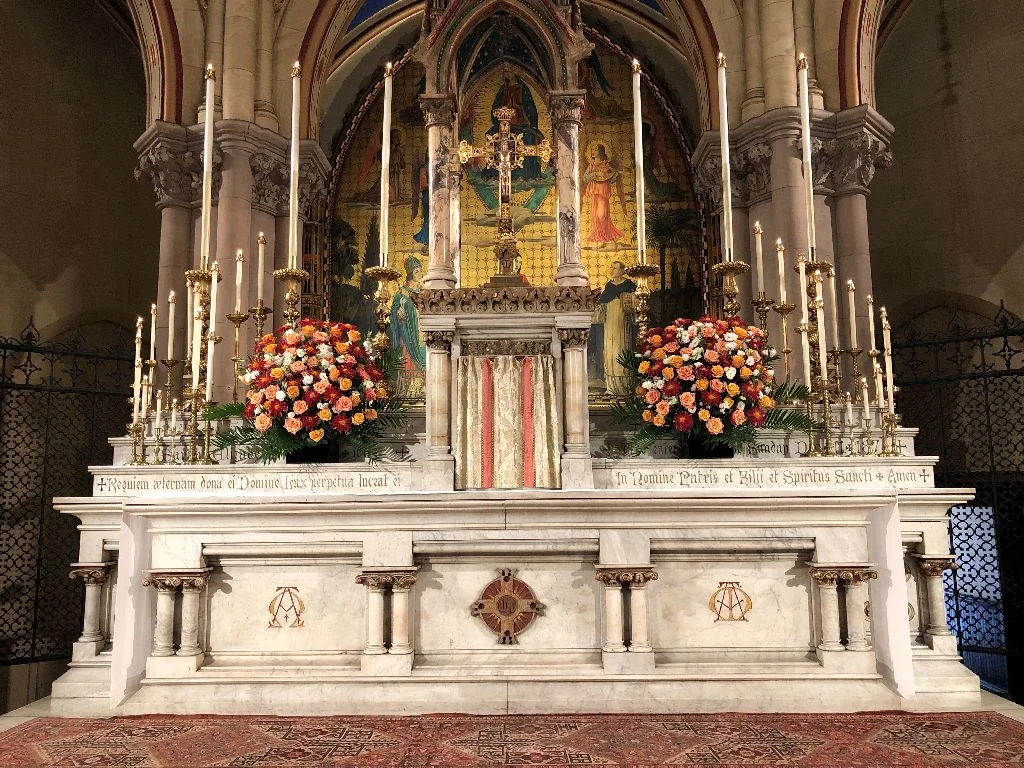 The High Altar on Michaelmas, Sunday, September 29, 2019. Floral design by Marie Rosseels Photo: Brendon Hunter