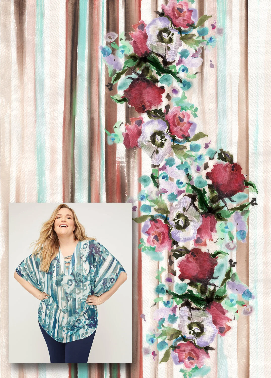 catherine’s floral stripe watercolor for print