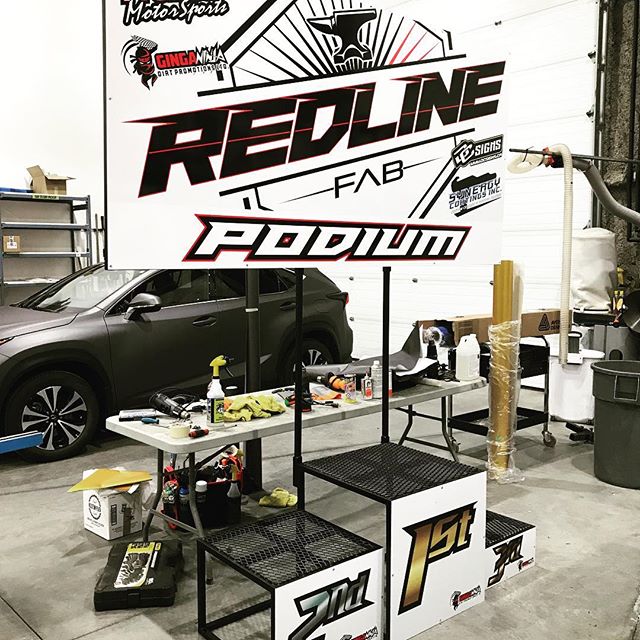 @dcsigns and @synergycoatingsinc made the podium we built really stand out. Best work from these guys as always! #Nisku #leduc #yeg #780 #dcsigns #synergycoatings #redlinefab