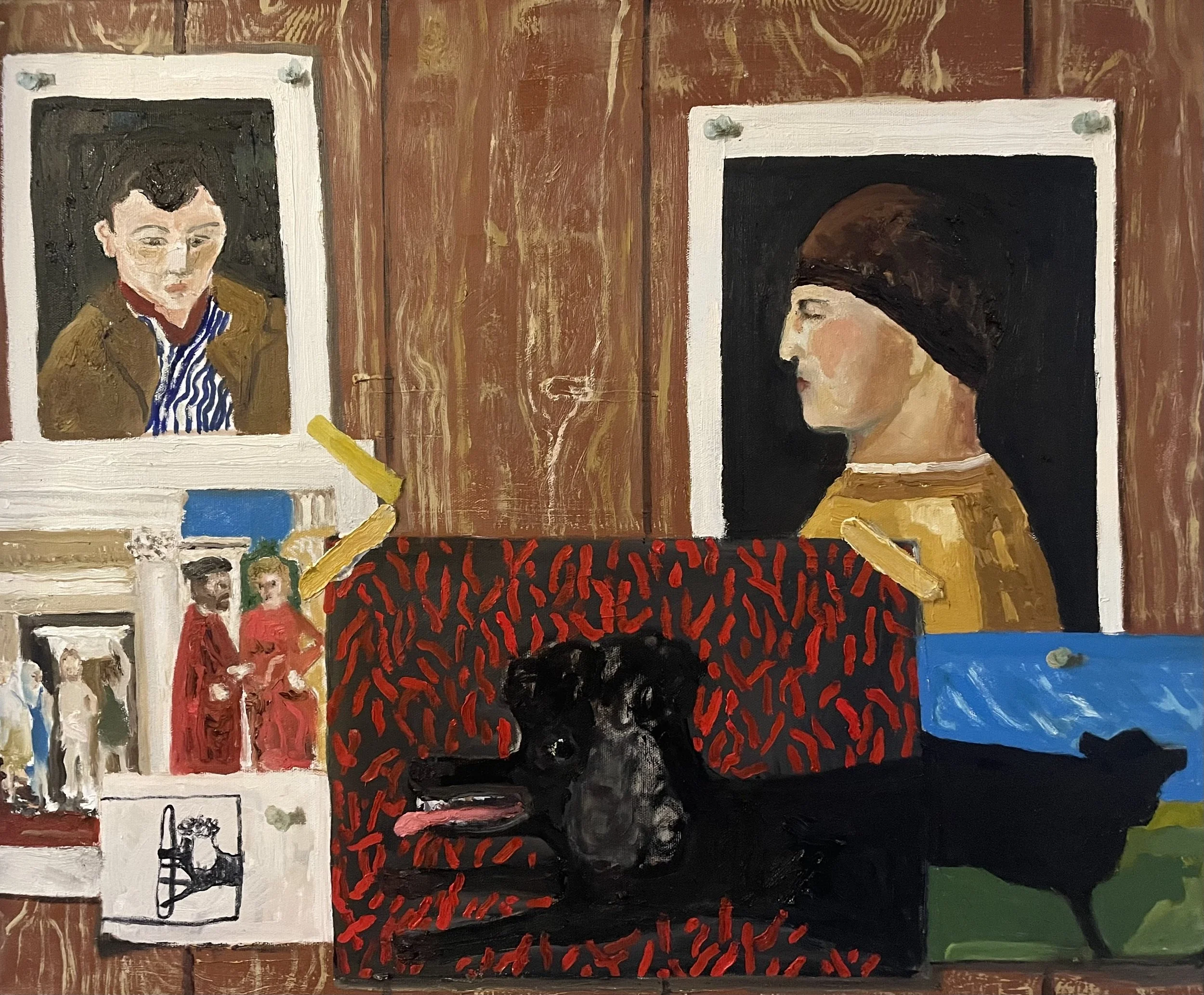 Still Life with Poodle and Portraits