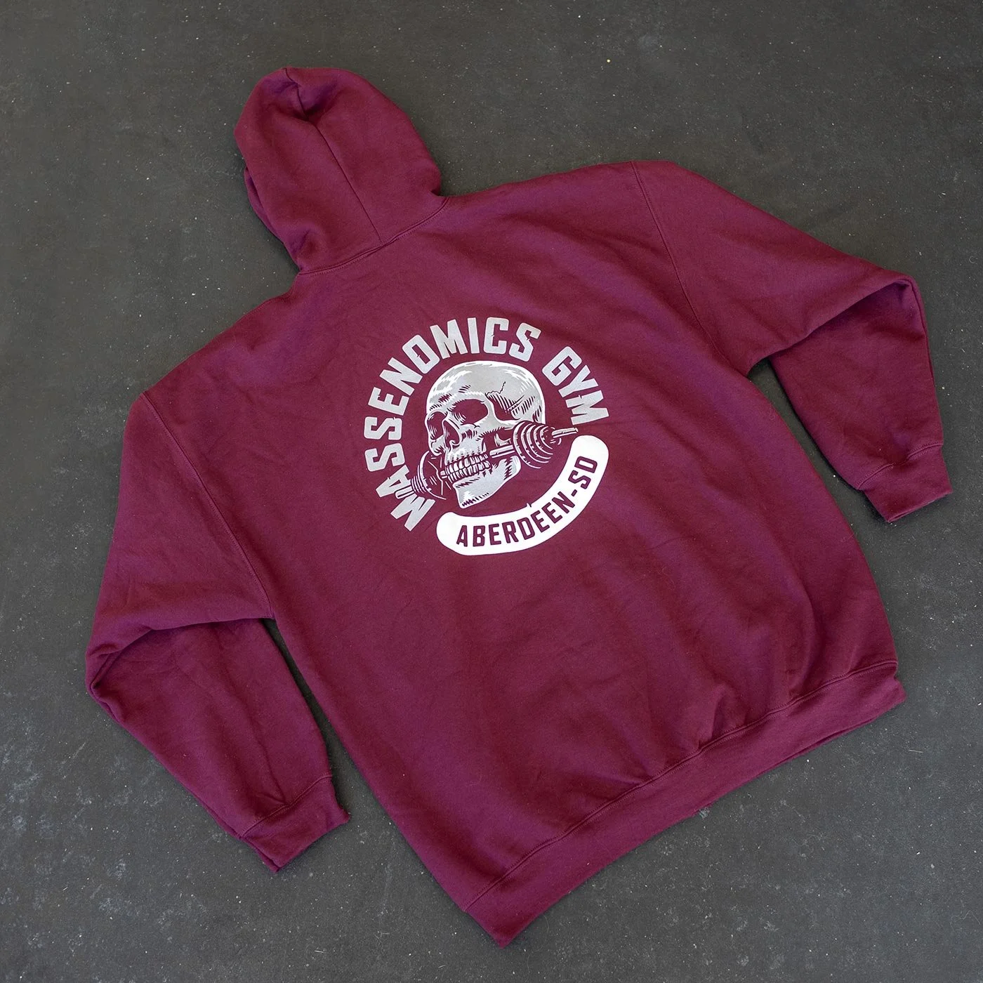 gym skull hoodie back