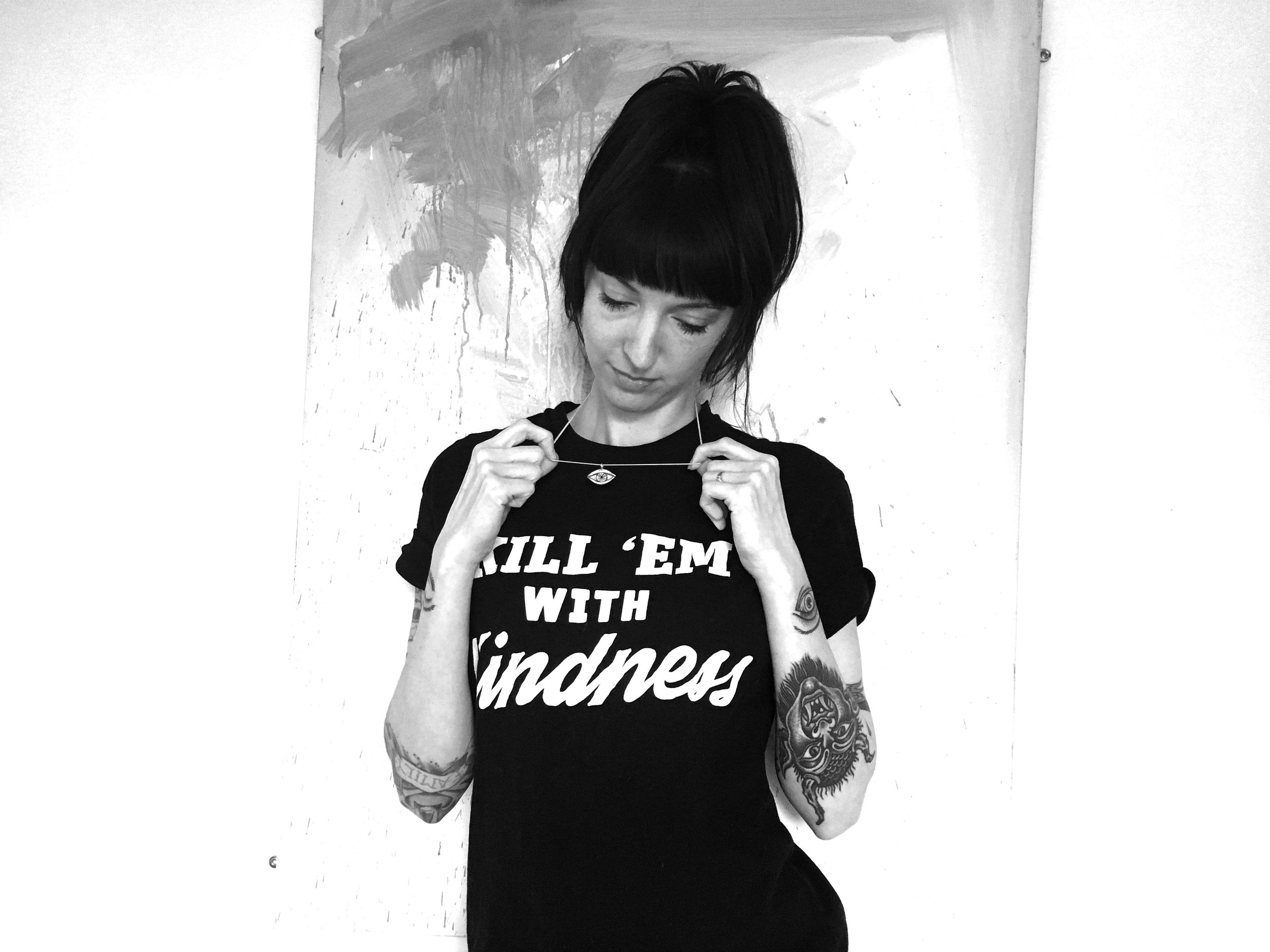 Fallon modelling one of her creations