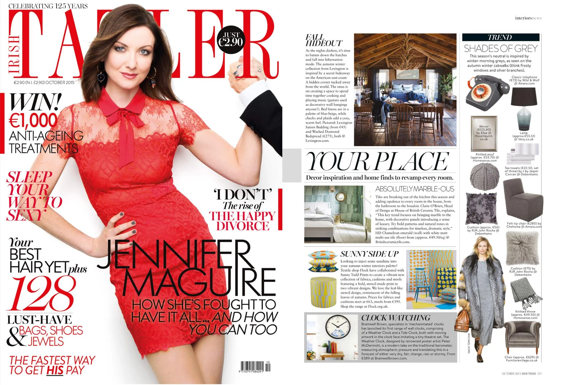 Irish Tatler Oct 2015 Our Flock x Sunny Todd Prints collaboration featured in this decor inspiration page.