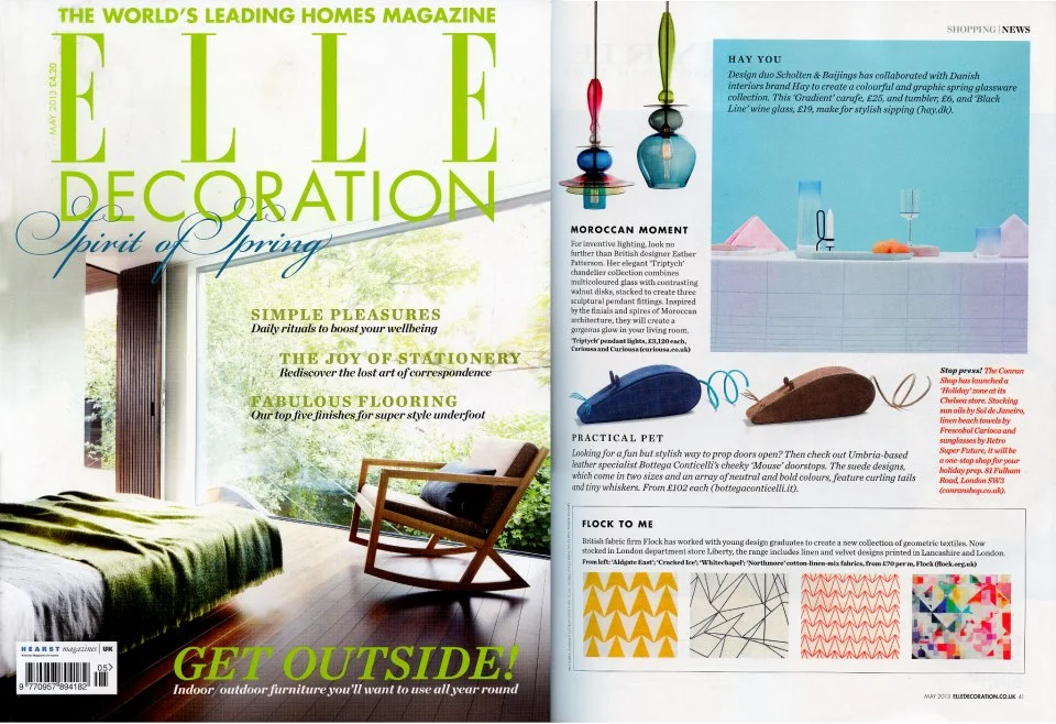 Elle Decoration May 2013 A lovely little write up on us and the exciting new Flock collection featured here and on sale at Liberty.