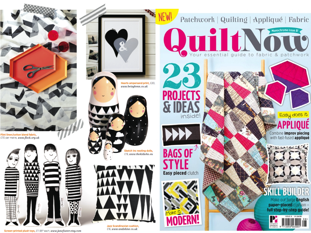 Quilt Now Feb 2015 Flint fabric featured in this geometric monochrome page.