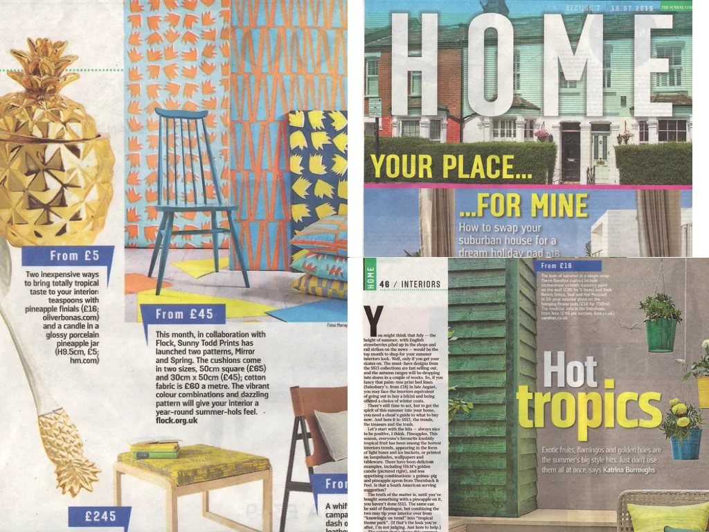 ST Home July 2015 A lovely little feature on our capsule collection collaboration with Sunny Todd Prints .