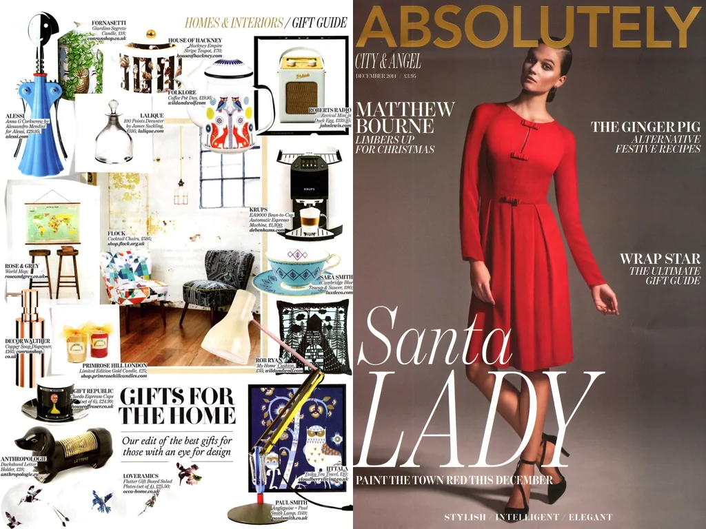 Absolutely Dec 2014 A pair of Flocktail chairs from our collaboration with the fantatsic furniture restorers Florrie&Bill featured in this gift guide for the home.