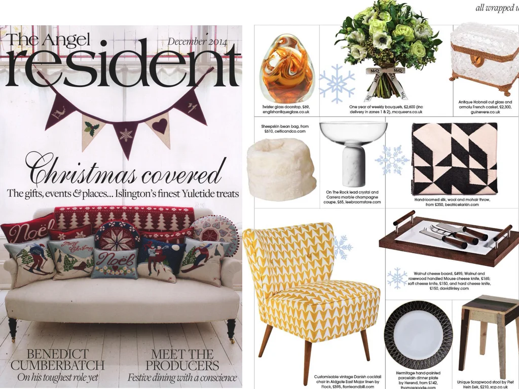 The Angel Resident Dec 2014 Our gorgeous Flocktail chair in Aldgate East Major mustard featured here in this Christmas gift guide.