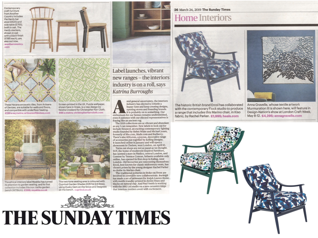 The Sunday Times, March 2019 Thank you to Katrina Burroughs for featuring our exciting new collaboration with Ercol in The Sunday Times in an article about big brand reinventions and vibrant new launches!