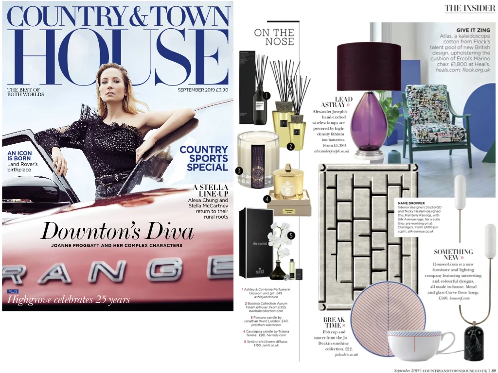 Country & Town House, Sept 2019 Thank you to Country & Town House magazine for including our Ercol chair collaboration , featuring Atlas fabric designed by Rachel Parker , in this month’s issue.