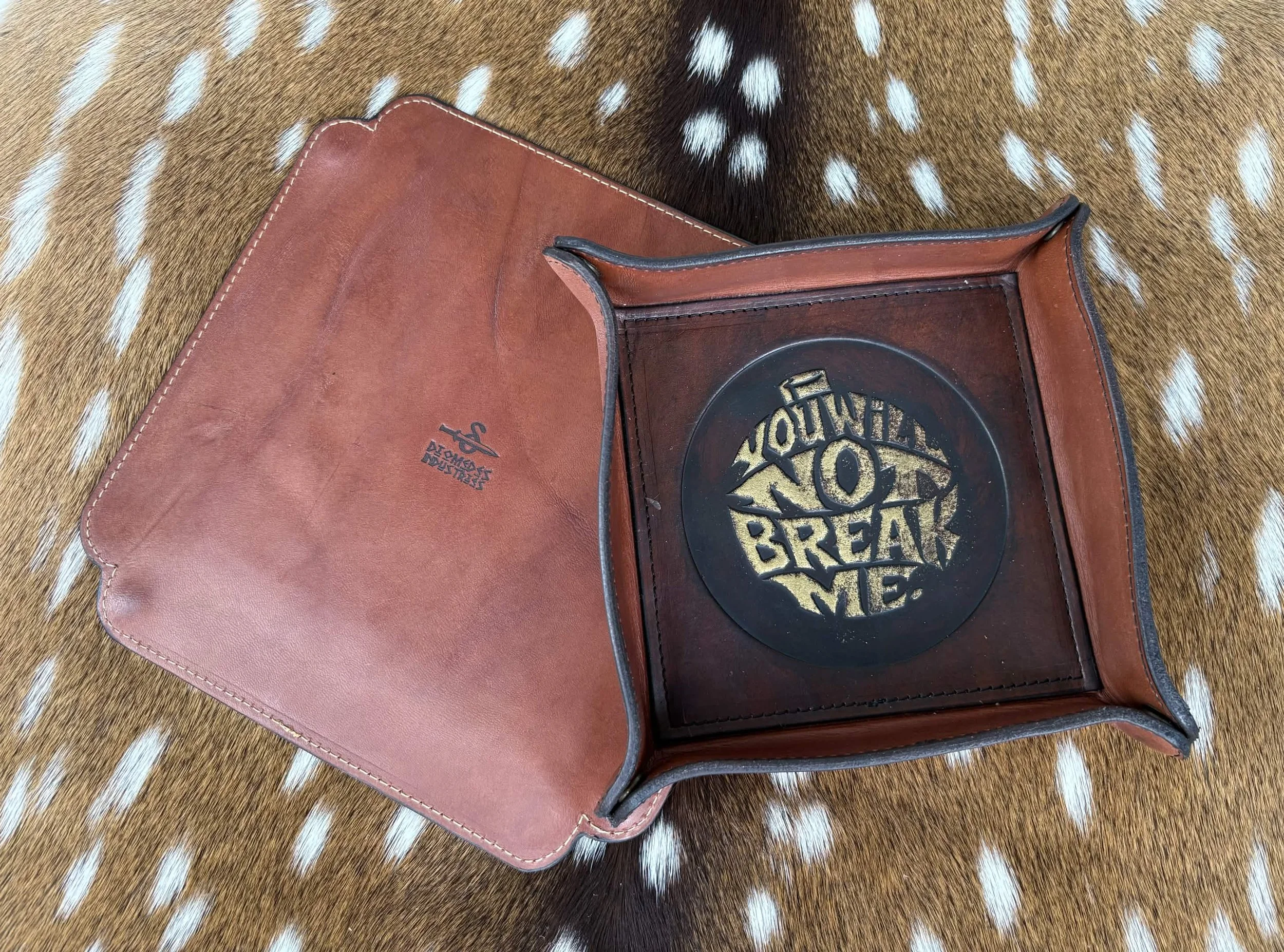 “YOU WILL NOT BREAK ME” LEATHER DICE / VALET TRAY