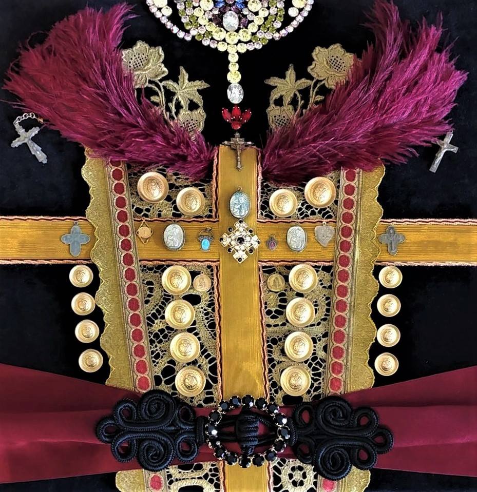 Balmain style Buttons, Trimmings, Feathers, Inspiration Met Gala 2018