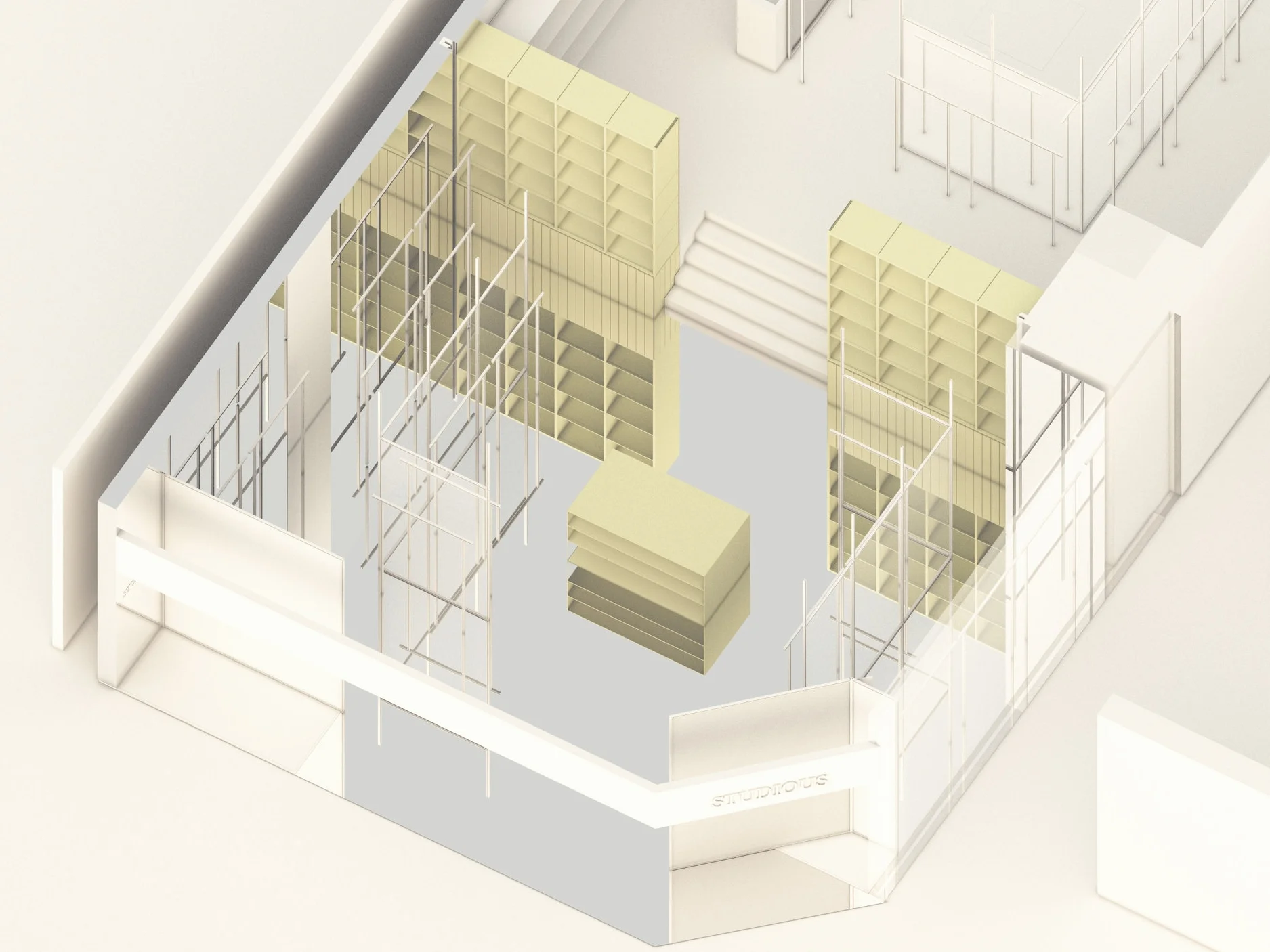 reflective floor and wall mock-up