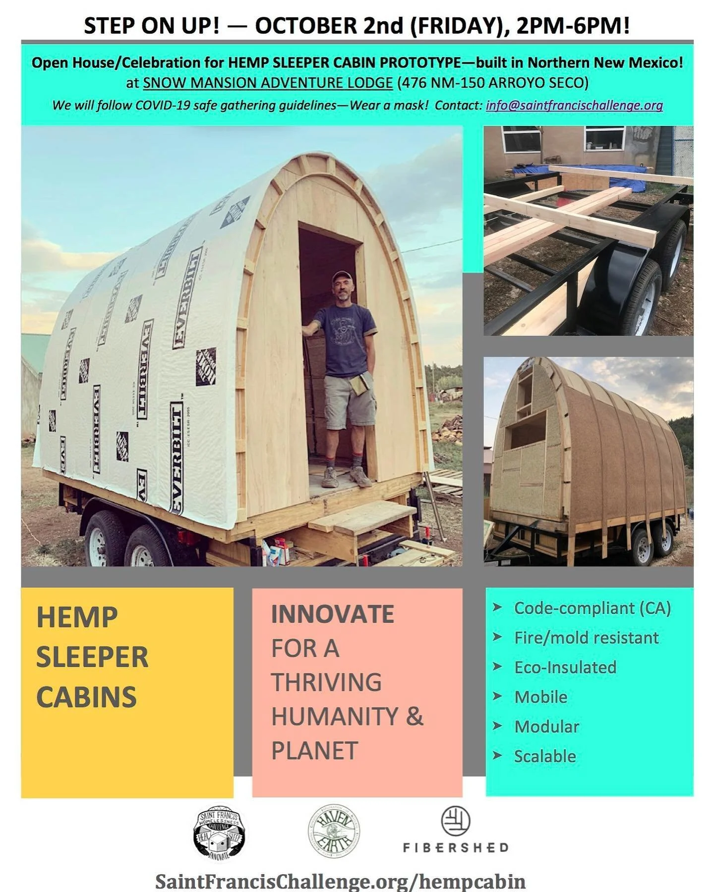 You&rsquo;re invited to an open house and celebration for our hemp sleeper cabin prototype @snowmansion in beautiful Taos/Arroyo Seco New Mexico on Friday Oct 2nd, 2-6pm. Innovate for the greater good!
.
.
.
#hemp #naturalbuilding #ecofriendly #tinyh