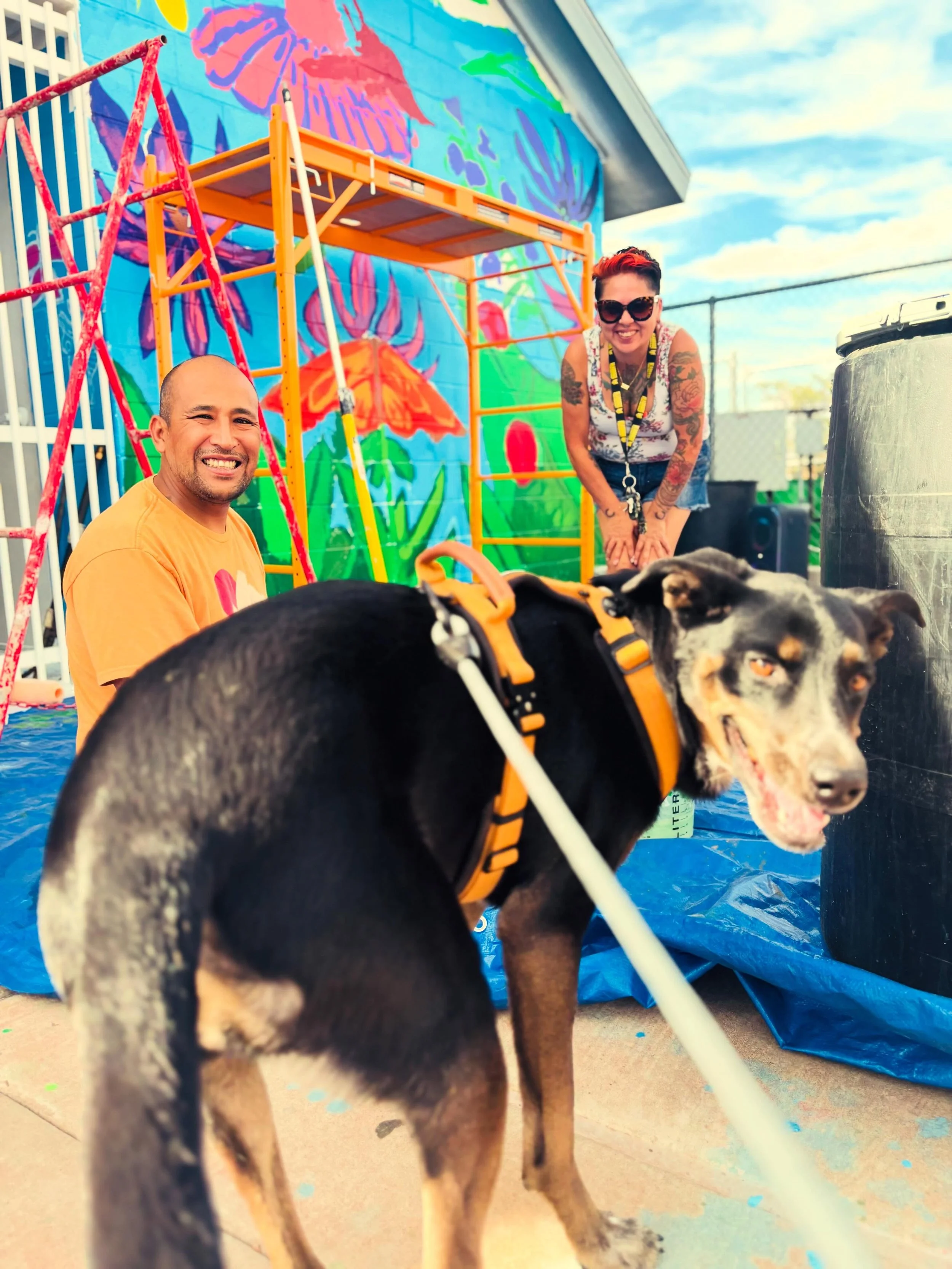 Joyful serendipity!

Went for a walk with Rio G in the neighborhood and ran into JP and Jessica working on this mural we&rsquo;ve been watching the progress on over past few weeks. Check out Rio&rsquo;s cheesy grin! 😁 

JP partners with Creative San
