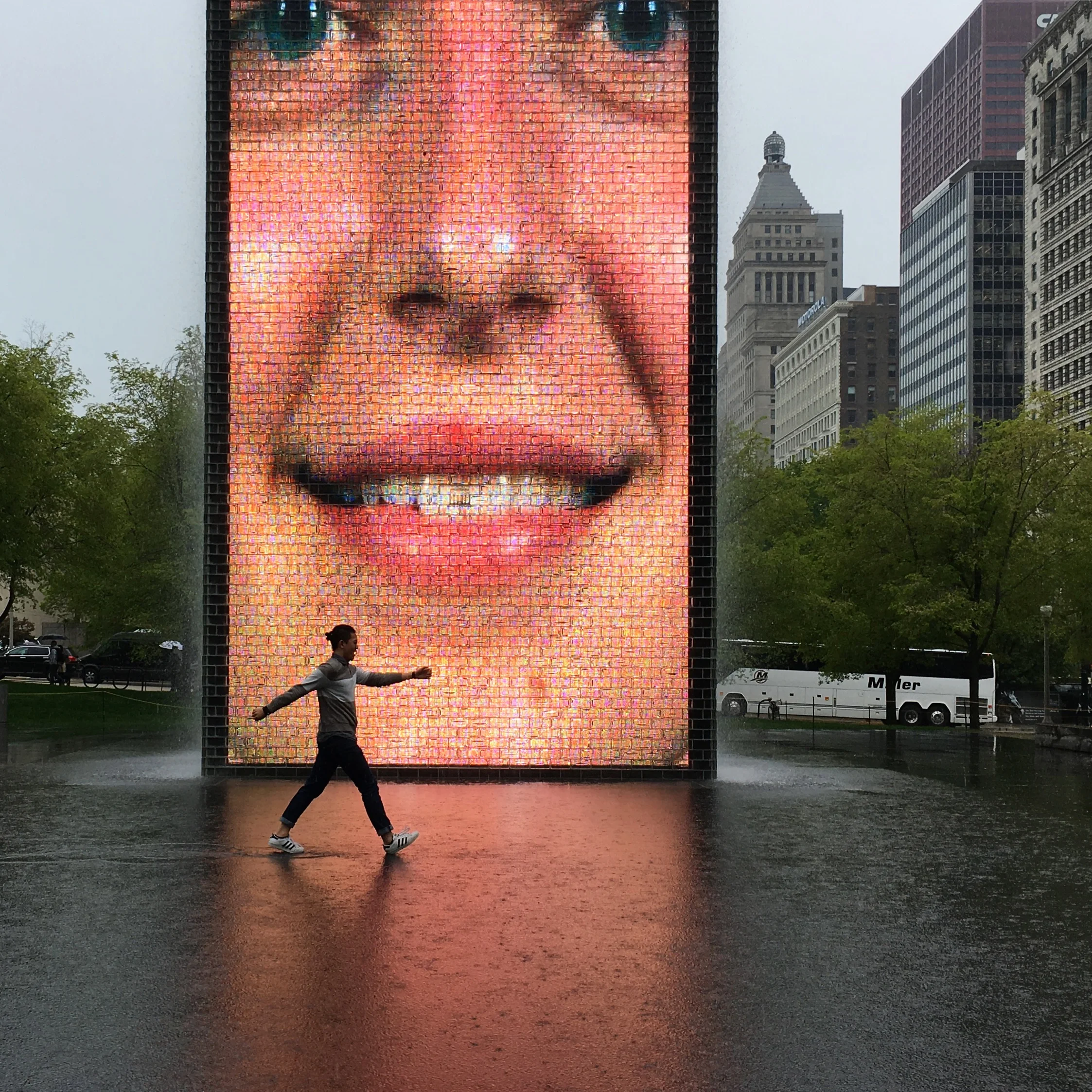 WalkingThrough Crown Fountain in Chicago
