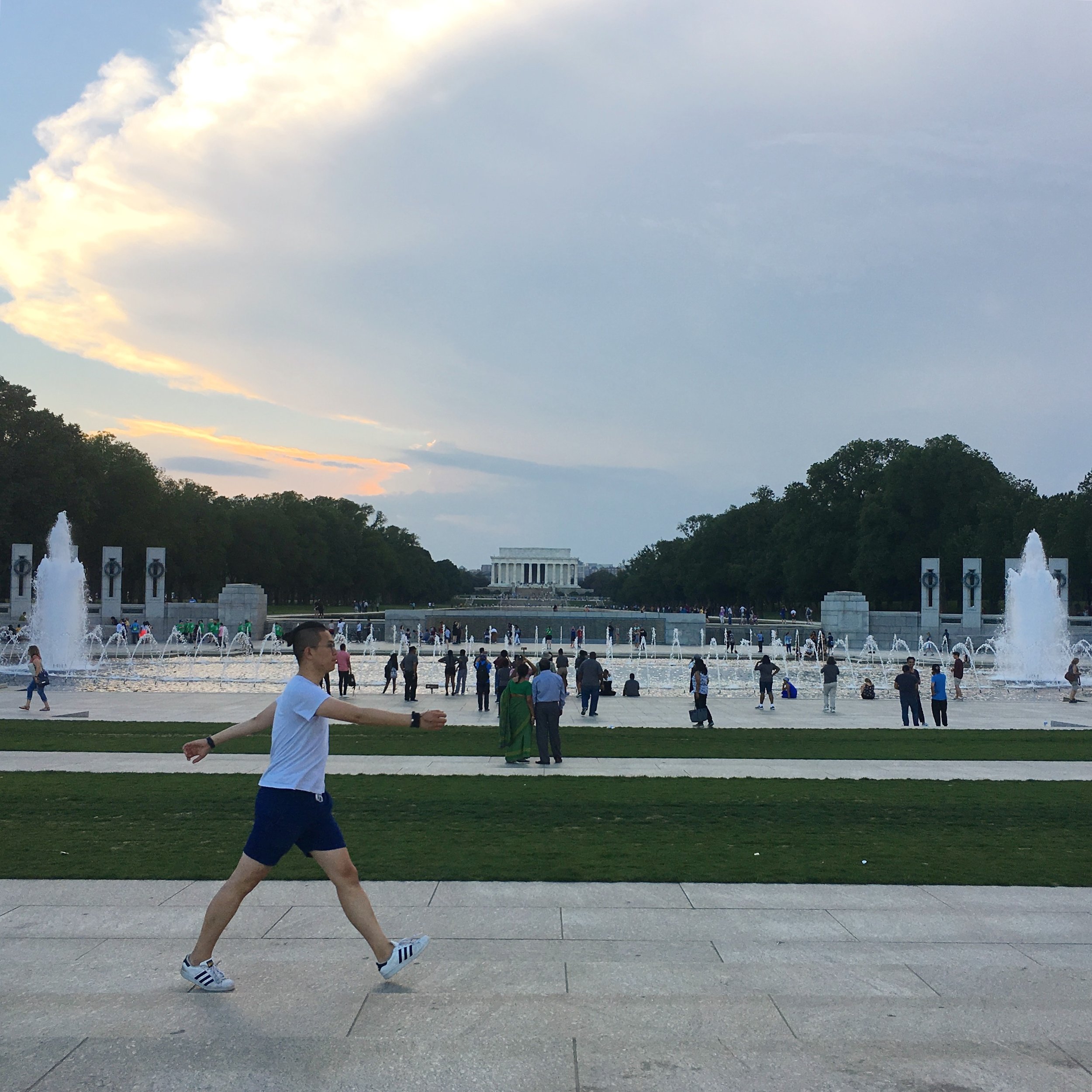 WalkingThrough Washington D.C. in front of the Lincoln Memorial