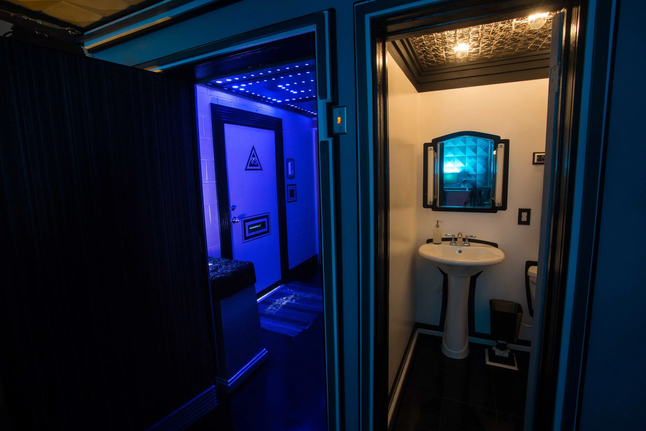 the main foyer & peek into our client restroom.