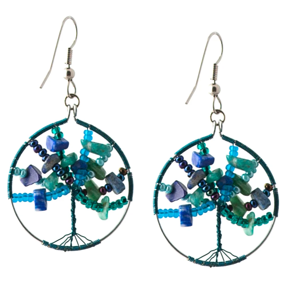 Blue/green tree of life earrings $25.00