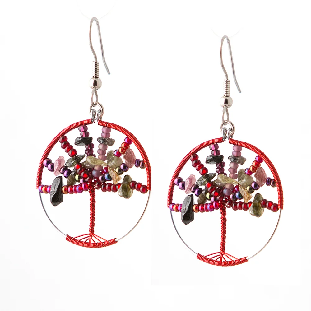 Garnet Tree of Life Earrings $25.00