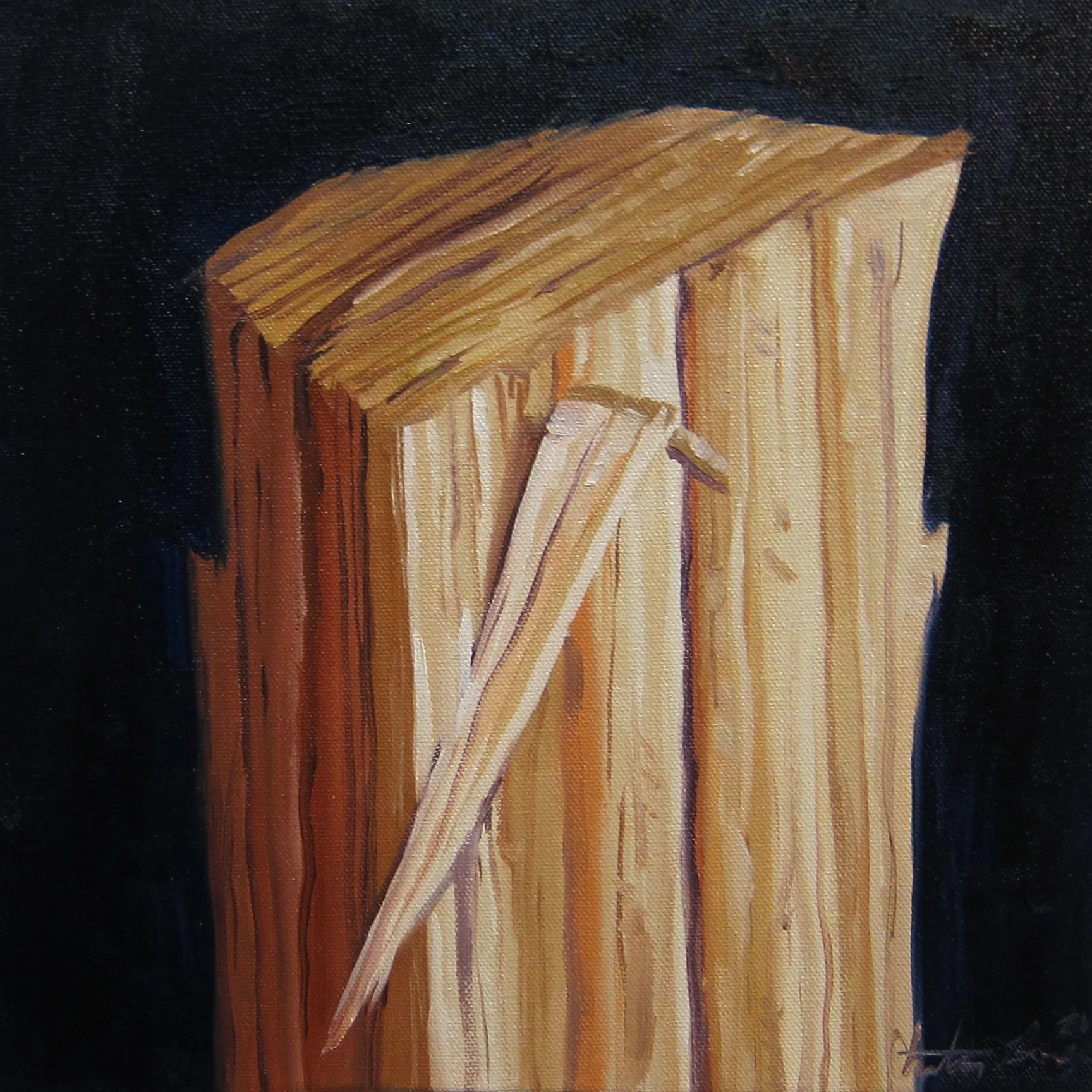 Chip Off The Block , oil on canvas, 12 x 12 inches