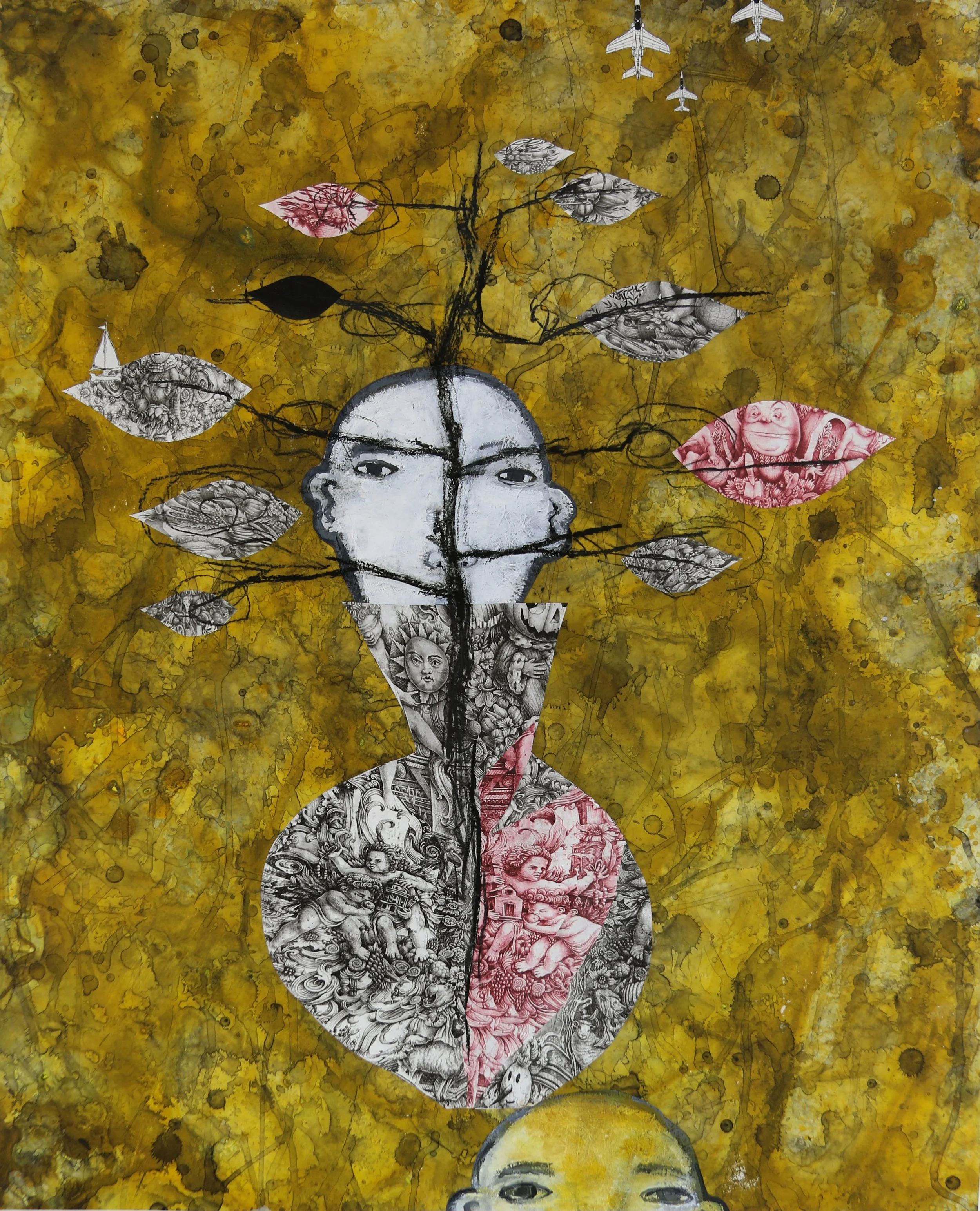 The History of Greed 2 , archival digital print, acrylic, Yupo Paper on rag paper, 30 x 24 inches